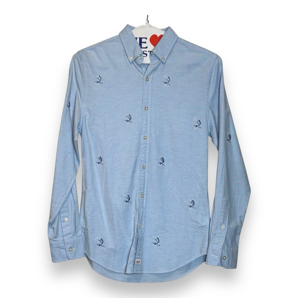 Vineyard Vines Slim Fit Murray Shirt Swordfish Embroidered Button Up‎ Mens XS